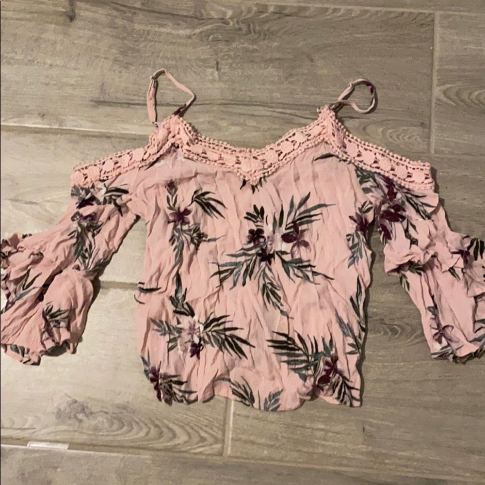 Pink Palm tree blouse
